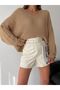 Women's Mink V-Neck Thessaloniki Knit Oversize Knitwear Sweater - 6