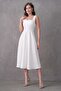 Women's Atlas Fabric Square Collar Thick Strap Midi Length White Dress 151 - 5