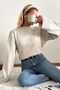 Stand Collar Knitwear Sweater Beige - 4