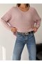 Women's Powder V-Neck Thessaloniki Knit Oversize Knitwear Sweater - 5