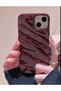 iPhone 14/15 Plus 3D Wavy Embossed Glossy Surface Burgundy Case