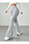 Grey Mélange Ex Melodi Comfortlux High Waist Flared Elastic Waist Bell-Bottom Flare Leggings Pants - 2