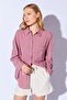 Dusty Rose Viscose Linen Washed Soft Textured Women's Shirt Ek 100610013 - 7