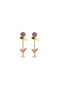 Shiny Figured Earrings with Stone Detail