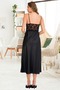 Long Black Silk Satin Nightgown Dressing Gown Set - 3