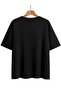 Women's Black and White T-Shirt Happiness Printed Oversize Loose - 2