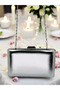 Silver Gray Lame Color Skin Leather Matte Leather Evening Dress Bag Evening Bag Engagement Wedding Bag - 4