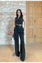 Women's Asymmetric Vest Pants Set Black