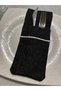 Piko Sarma Detailed Fork and Knife Holder Glittery Black Service Presentation Napkin 6 Pieces
