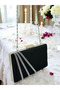 Stylish and Eye-Catching Black Satin Evening Bag with Silver Stones - 5