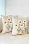 Modern Tufting Punch Embroidered Linen Blend Double Daisy Throw Pillow Cover Living Room Decor (43X43 cm) - 4