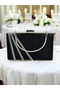 Stylish and Eye-Catching Black Satin Evening Bag with Silver Stones - 6