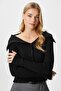 Women's Terra Ribbed Black Buttoned Knitwear Cardigan - 2