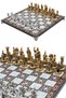 30cm Mosaic Patterned Metal Chess Set with Roman Square Shield Figure, Decorative Gift Chess Set