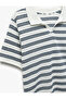 Striped Short Sleeve Regular Fit V-Neck Polo T-Shirt - 5