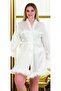 Plush Plus Size White Satin Dressing Gown - 2