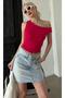 Fuşya Düşük Omuz Basic T-shirt Sh224 - 5