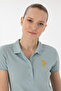 Women's Water Green Basic Polo Neck T-Shirt 50280071-Vr048 - 2