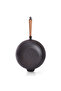 Wok With Wooden Handle with Glass Lid Cast Iron 30x8.5cm/4LTR Black - 2