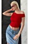 تي شيرت أحمر أساسي بدون أكتاف Sh224 - 3