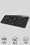 KB-BT90 Siyah/Gri Bluetooth+ 2.4Ghz Telefon Tablet Standlı Şarjlı Q Kablosuz klavye