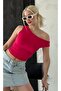 Fuşya Düşük Omuz Basic T-shirt Sh224 - 6