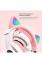 Bluetooth Over-Ear Headphones, Wireless, Kids Cat Ear LED Light Up, Foldable, Pink - 2