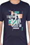 Modern Lion Pattern Printed Navy Blue T-Shirt - 3