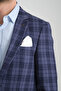 Galileo Men's Indigo Checkered Plaid Mono Collar Non-Stretch Fabric Thick Fabric Slim Fit Blazer Jacket - 2