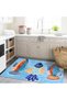 Seda Collection Blue Themed Multicolored Fish Patterned Woven Base Modern Decorative Carpet Seda39 - 3