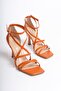 Women's Heeled Genuine Leather Sandals Orange -Mcbrg5736-Orj - 2