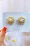 SINGLE PEARL DOUBLE FLOWER EARRINGS - 5