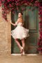 White Lace Covering Straps Feather Detailed Green Skirt Mini Evening and Party Dress - 2