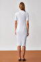 Mountya Women's Buttoned Slim Shirt Collar White Dress - 5