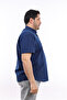 Men's Plus Size Half Placket Navy Jeans Cotton Button Collar Pocket Short Sleeve Shirt KK-8031-TSS - 2