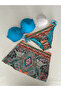 Women's Blue Stone Embroidered Patterned 3 Piece Bikini Suit Hzl25S-Lc3326 - 3