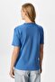 Women's Rise Decorative Collar Tok Texture 100% Cotton Blue T-Shirt - 6