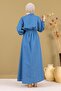 Maybe Elastic Denim Dress - Zippered Light Blue 19240 - 4