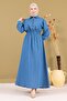 Maybe Elastic Denim Dress - Zippered Light Blue 19240 - 3