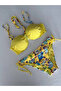 Women Yellow Stone Embroidered Lined Bikini Suit Hzl25S-Lc208 - 3