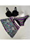 Women's Black Stone Embroidered Patterned 3-Piece Skirted Bikini Set Hzl25S-Lc3326 - 7