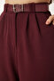 Belted Comfortable Palazzo Knitted Trousers Bordo Lrv0093 - 4