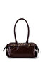 Belt Detailed Patent Leather Faux Leather Shoulder Bag Anfora Bitter Brown
