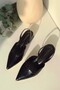 Blush Crocodile Matte Leather Pointed Toe Short Block Heeled Women's Shoes - 3
