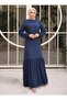 Dress with Frill Hem - Navy Blue - Sahra Butik - 2