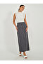 Pinstriped Maxi Skirt with Back Slit