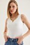 Collar V Detail Knitwear Blouse White - 4