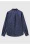 Women's Navy Blue 100% Cotton Patterned Cuffed Regular Fit Muslin Shirt - 4