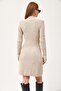 Turtleneck Knitwear Mini Dress Beige - 4