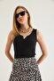 Collar V Detail Knitwear Blouse Black - 3